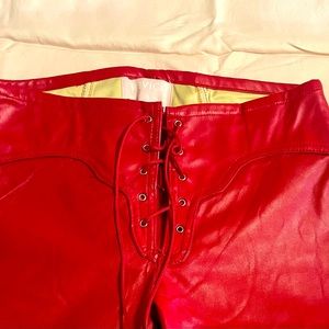 Lace up Faux Leather Pants